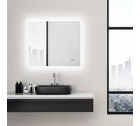 Talos Espejo de baño LED Sun con iluminación Blanca cálida - Marco de luz - 80x70 cm