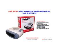 Talox calefactor termoventilador horiztal frio-calor 2000 w fh15