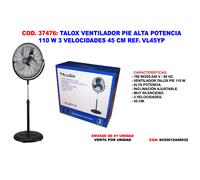 TALOX Ventilador de Pie de Alta Potencia 110W VL45YP/FES-45A
