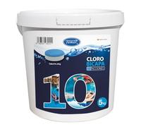 Tamar Cloro 10 Acciones Bicapa, Tabletas Multifuncion de 200 grs biocida Especial multiacción Tratamiento Completo Piscinas, Capa acción rapida y Capa disolución Lenta 10 Efectos, Bote de 5 Kilos