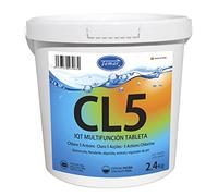 Tamar Cloro 5 Acciones,Tabletas Multifuncion 200 grs,biocida multiacción,Pastillas de disolución Lenta,Mantenimiento Agua Piscina,desinfectante,clarificante,alguicida,regulador pH y antical 2,4 Kilos