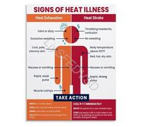 TAMDDBPJD Heat Illness Signs and First Aid Poster Comparing Heat Exhaustion and Heat Stroke Educational Chart Wall-Art(Unframed,08x12inch(20x30cm))