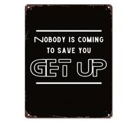 TAMDDBPJD Vintage Style Tin Decor No One Is Coming To Save You Get Up for Wedding Party Dining Room Office Entryway Hallway 8 X 12 in