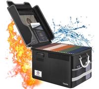 Tamfile Caja de documentos ignífuga, resistente al agua, caja organizadora de documentos con cerradura y cremallera, caja de almacenamiento de archivos plegable portátil con asas para colgar cartas