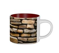 Tamiger Rustic Rocks - Tazas de cerámica de gran capacidad con impresión de pared de ladrillo para el hogar, oficina, uso diario, camping, picnic, cocina, juegos de regalo