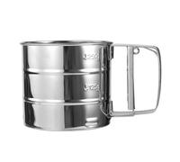 Tamiz de harina de acero inoxidable, colador de acero inoxidable de 5.91 pulgadas, herramienta de harina de malla fina, agitador de polvo de mano con mango giratorio, para azúcar, café, pastelería