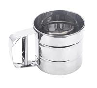 Tamiz de harina para hornear, taza tamiz de harina con mango 24 mallas de acero inoxidable prensa manual de malla fina para cacao en polvo horneado diario