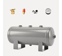 Tanque de aire comprimido, tanque de presión, depósito de gas | Acero al carbono de 2-2,5 mm, soporta 1,25 MPa; puertos 1/4, 3/8 y 1/2; con manómetro(8L/1.8GAL (STYLE A))