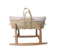 Tanuki Moisés de Mimbre Natural para Bebé con Base de Madera - Hecho a Mano - Colchón Incluido - Estilo nórdico Cloe B Beige