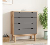 TANZEM Cómoda Cajonera, Comodas Y Cajoneras Dormitorio, Mueble Habitacion, Cajoneras Escritorio, Mueble Cajones, Gavetero Dormitorio, Madera Maciza Pino marrón y Gris 76,5x39,5x90cm