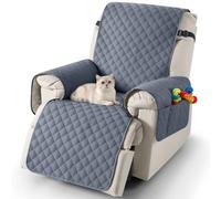 TAOCOCO Funda Sillon Relax Reclinable 1 Plaza, Funda Sofa Impermeable para Mascotas con Bolsillo, Ajustable Elástico, Fundas Sillon Relax Reclinable Antiarrays y Antimanchas(Gris Azulado, 63.5×231cm)
