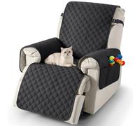 TAOCOCO Funda Sillon Relax Reclinable 1 Plaza, Funda Sofa Impermeable para Mascotas con Bolsillo, Ajustable Elástico, Fundas Sillon Relax Reclinable Antiarrays y Antimanchas(Negro, 63.5×231cm)
