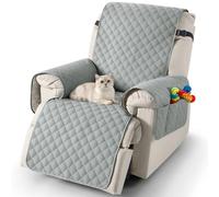 TAOCOCO Funda Sillon Relax Reclinable 1 Plaza, Funda Sofa Impermeable para Mascotas con Bolsillo, Ajustable Elástico, Fundas Sillon Relax Reclinable Antiarrays y Antimanchas(Gris Claro, 55×231cm)
