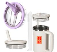 Tapa de 40oz para Stanley Flip paja a prueba de fugas cubierta de taza a prueba de derrames reemplazo de tapa de vaso para accesorios de taza Stanley cubierta de paja Red-2pcs x straw