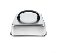 Tapa de carne para barbacoa de acero inoxidable con perfil cuadrado y mango para uso funcional a la parrilla (16 cm)