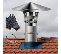 Tapa de chimenea de lluvia, cubierta de escape, cubierta de chimenea de chimenea, ventilación exterior, tubo de estufa ajustable, acero inoxidable 201