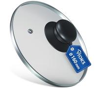 Tapa de cristal universal para cacerolas con mango y orificio de ventilación, 16 cm de diámetro