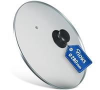 Tapa de cristal universal para cacerolas con mango y orificio de ventilación, diámetro de 28 cm
