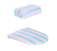Tapa de inodoro antideslizante Juego de 4 Uds.-2 juegos de fundas Woilet Coudo, tampón de asedio for inodoro, for barra firme(Striped Pink Blue)