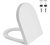 Tapa de inodoro con descenso automático, asiento de inodoro en forma de D, soporta hasta 250 kg, extraíble, silencioso y cómodo, fácil de limpiar.