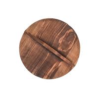 Tapa de olla de madera natural - Tapa redonda de la olla con asa, carbonizada, 34cm