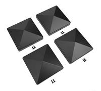 Tapa de poste de valla de 4 x 4 pulgadas, parte superior de pirámide de plástico negro con agujeros preperforados para una fácil instalación, cubiertas de poste de cubierta resistentes a la intemperie