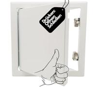 Tapa de revisión de 20 x 20 cm con cierre a presión, puerta de revisión, 200 x 200 mm, sistema de empujar para abrir, acero recubierto de blanco