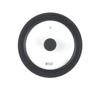 Tapa de vidrio universal Russell Hobbs para ollas - Compatible con utensilios de cocina de 20, 22 y 24 cm de diámetro, borde de silicona suave al tacto, ahorra espacio, salida de vapor, cacerolas