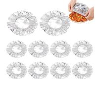 Tapa Elásticas Aluminio Alimentos, 10 Piezas Tapa Aluminio para Alimentos, Cubrir Aislante Reutilizable Aluminios con Banda Elástica, Film Transparente Aluminios Ajustable, para Utensilios Cocina