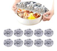 Tapa Elásticas Aluminio Alimentos, 10 Piezas Tapa Reutilizables Aluminio para Alimentos, Cubrir Aislante Aluminios con Banda Elástica, Film Transparente Aluminios Ajustable, para Utensilios Cocina