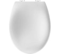 Tapa Inodoro Blanco con Cierre Lento, Asiento de Inodoro, Tapa WC Universal con Botón de Liberacion Rápida, con Bisagras Ajustables, Forma ovalado, Universal, Tapadera Water, Instalacion Facil,