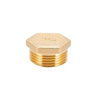Tapa macho de latón Cobre 1/8 "1/4" 3/8 "1/2" 3/4 "rosca macho tubo de latón cabeza hexagonal tapa conector acoplador adaptador(Male Plug,1)