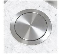 Tapa moderna para papelera empotrada con junta de goma. Inserto resistente con solapa abatible para tolva de basura. Tapa impermeable de acero inoxidable para cocina, baño, uso comercial.(Silvery)