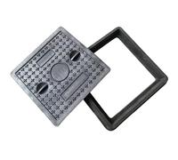 Tapa para Arqueta 30 X 30 cm con Marco, Ttapa de Fosa Séptica Empotrada con Base, Cubierta de Alcantarilla Antideslizante para Exteriores, Ideal para Patios