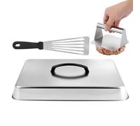 Tapa para - Campana rectangular de acero inoxidable con prensa para hamburguesas y espátula, campana de acero inoxidable con prensa de barbacoa y espátula, para cocina y exterior, barbacoa, queso