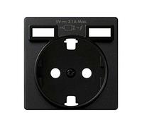 Tapa para enchufe Schuko, cargador doble USB Concept, 1 x 4 x 4 centímetros, color negro mate (referencia: 8200049-098)