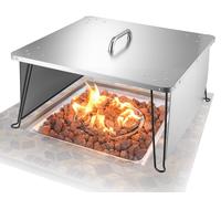 Tapa para fogata VEVOR, 645x645x370 mm, protector contra el calor para exteriores, tapa de acero inoxidable para fogones, ideal para campamentos, hogueras y quemadores de leña, con 4 patas plegables y