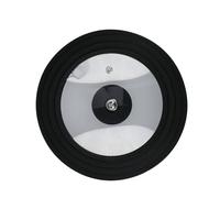Tapa Universal para Cazos y Sartenes de 16 a 20 cm - MasterClass de KitchenCraft con Borde de Silicona y Válvula de Vapor, Negra