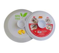 Tapa Vuelta Tortilla de Patatas PACK DE 2 | Volteador de Tortilla para 2 Tamaños de Sartenes | Gira Tortillas Libre de BPA | Plato Volteatortillas Set Grande y Pequeña (BLANCA)
