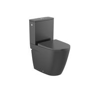Tapa y Asiento Redondo para Inodoro Compacto con Bisagras Acero Inoxidable Ona Roca - Con cisterna alimentación lateral / Asiento con tapa / Negro Mate