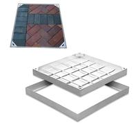 Tapa y Marco Invisibles para alcantarilla - 60x60x5cm Tapa de inspección empotrada para pavimentos, para Uso Interior/Exterior, Duradera, Impermeable, Ideal para Jardines y entradas de vehíc