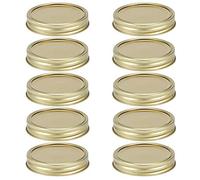 Tapas De Tarro De Acero Inoxidable Boca ANCHA, Paquete De 10, A Prueba De Herrumbre, Hermético, A Prueba De Fugas, Sin BPA, Sin PVC, Reutilizable, Para Alenamiento(70mm Gold Circular Ring+Cover)