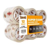 TAPEBEAR 12 Rollos Cinta de embalaje, Super Transparente Cinta de embalaje 48mm x 50m Cinta Adhesiva de alta resistencia 2.7 mil de grosor para envíos, mudanzas y almacenaje