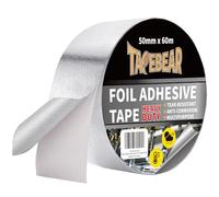 TAPEBEAR Cinta Adhesiva De Aluminio Reforzada 50mm x 60m- Con Malla De Fibra De Vidrio, Cinta De Aislante, Resistencia a la temperatura 80 ℃-100 ℃-, Para Sellar O Reparación, Plata