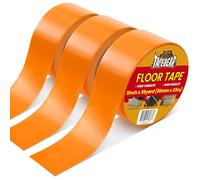 TAPEBEAR Cinta de Suelo Naranja de Vinilo 50mm x 33m, Cinta de Seguridad Impermeable y Antidesgaste para Marcado en Gimnásios, Almacenes y Señalización, 3 Rollos