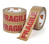 TAPEBEAR Cinta Frágil Ecológica Papel Kraft, 50mm x 50m, Cinta de Embalaje Biodegradable Autoadhesiva para Cajas, 3 Rollos, Color Marrón Natural