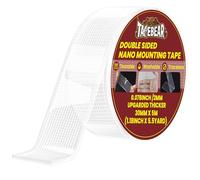 TAPEBEAR Cinta Nano Doble Cara 30mm x 5m, Gel Transparente Reutilizable, 2mm Grosor, Tiras Adhesivas para Pared sin Dejar Residuo, Ideal para Colgar Cuadros, Posters y Alfombras