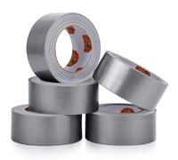 TAPEBEAR Cintas americanas Cinta adhesiva de tela 48mm x 27m, Ruban adhésif impermeable Cinta americana multiuso 9mil de espesor para Reparar, Fijar, Agrupar, Reforzar o Sellar, Plata, 5 rollos