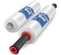 TAPEBEAR Film Transparente Para Embalar Con Asas Rollo, 38cm x 230M Resistencia Industrial Film Elástico de Plástico para Paletizar Embalaje, Mudanzas y Envoltura, 2 Rollos