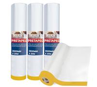 TAPEBEAR Lona Plástica con Cinta 2600mm x 20m (4 Rollos) - Película de Enmascarar para Pintura, Barrera de Polvo para Proyectos de Construcción, Automoción, Armarios y Electrodomésticos